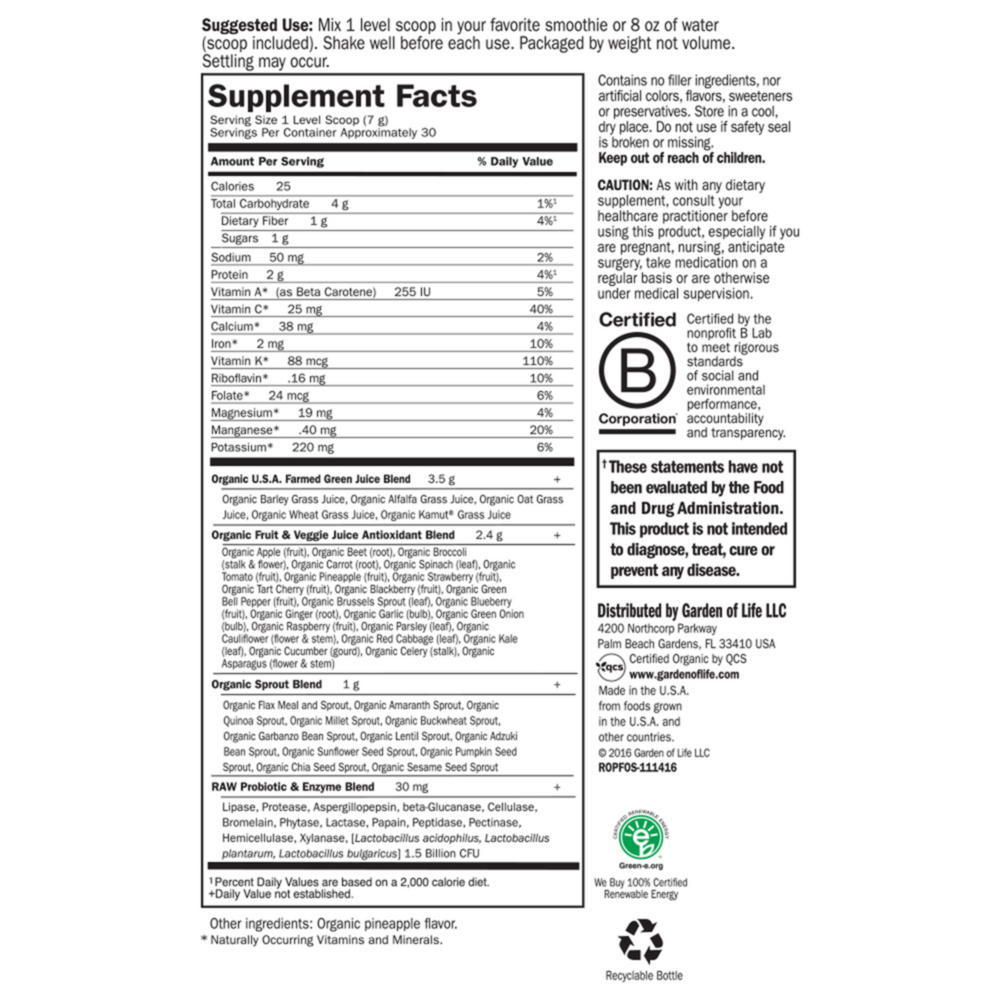 Product image for Perfect Food Raw Organic Powder.