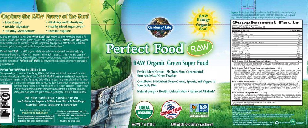 Product image for Raw Organic Perfect Food Green Superfood Juiced Greens Powder.