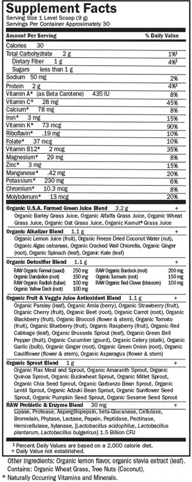 Product image for Perfect Food Raw-Alkalizer-Detoxifier Organic Powder.