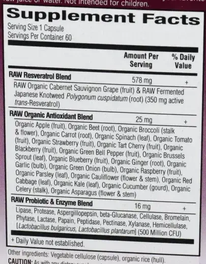 Product image for RAW Resveratrol.
