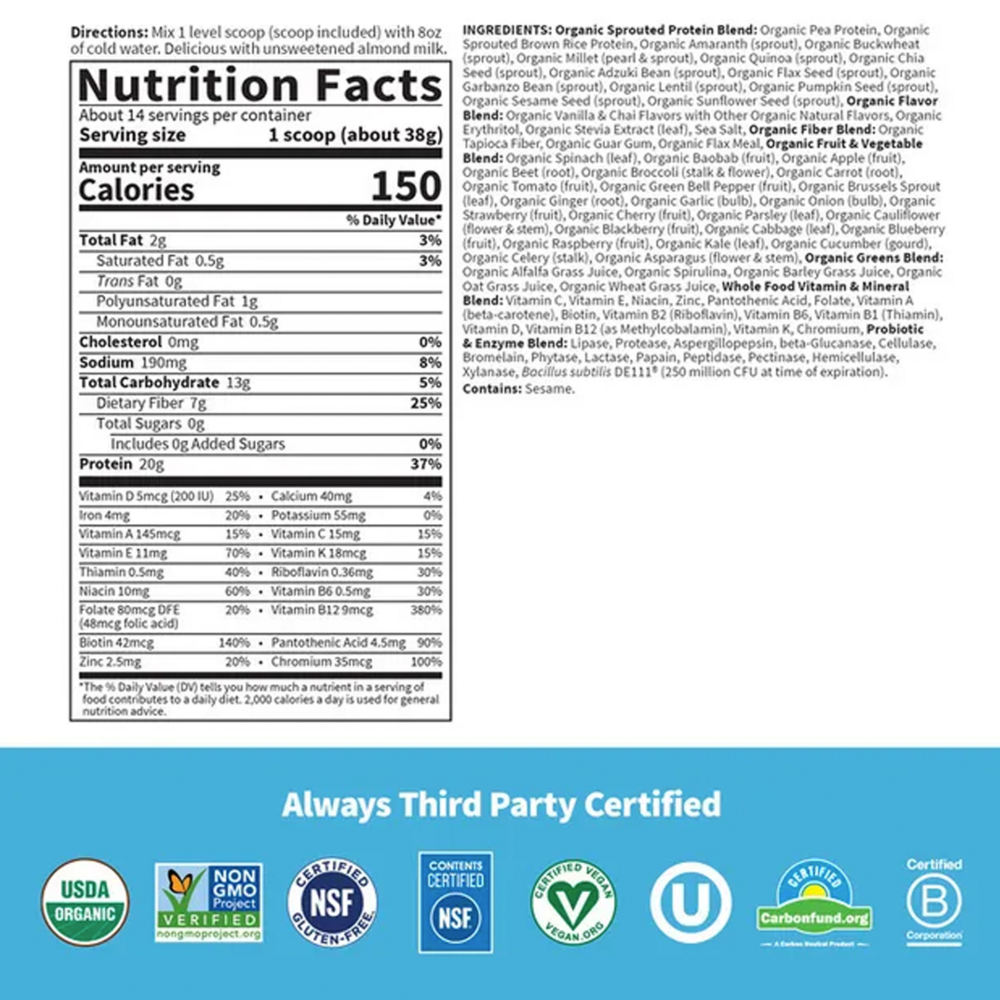 Product image for RAW Organic Meal - Plant-Based Vanilla Chai.