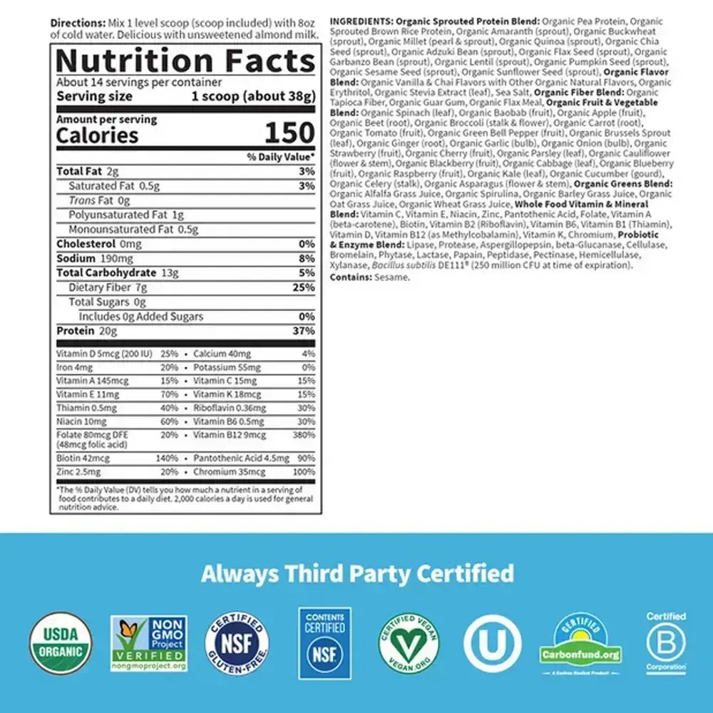 Product image for RAW Organic Meal - Plant-Based Vanilla Chai.