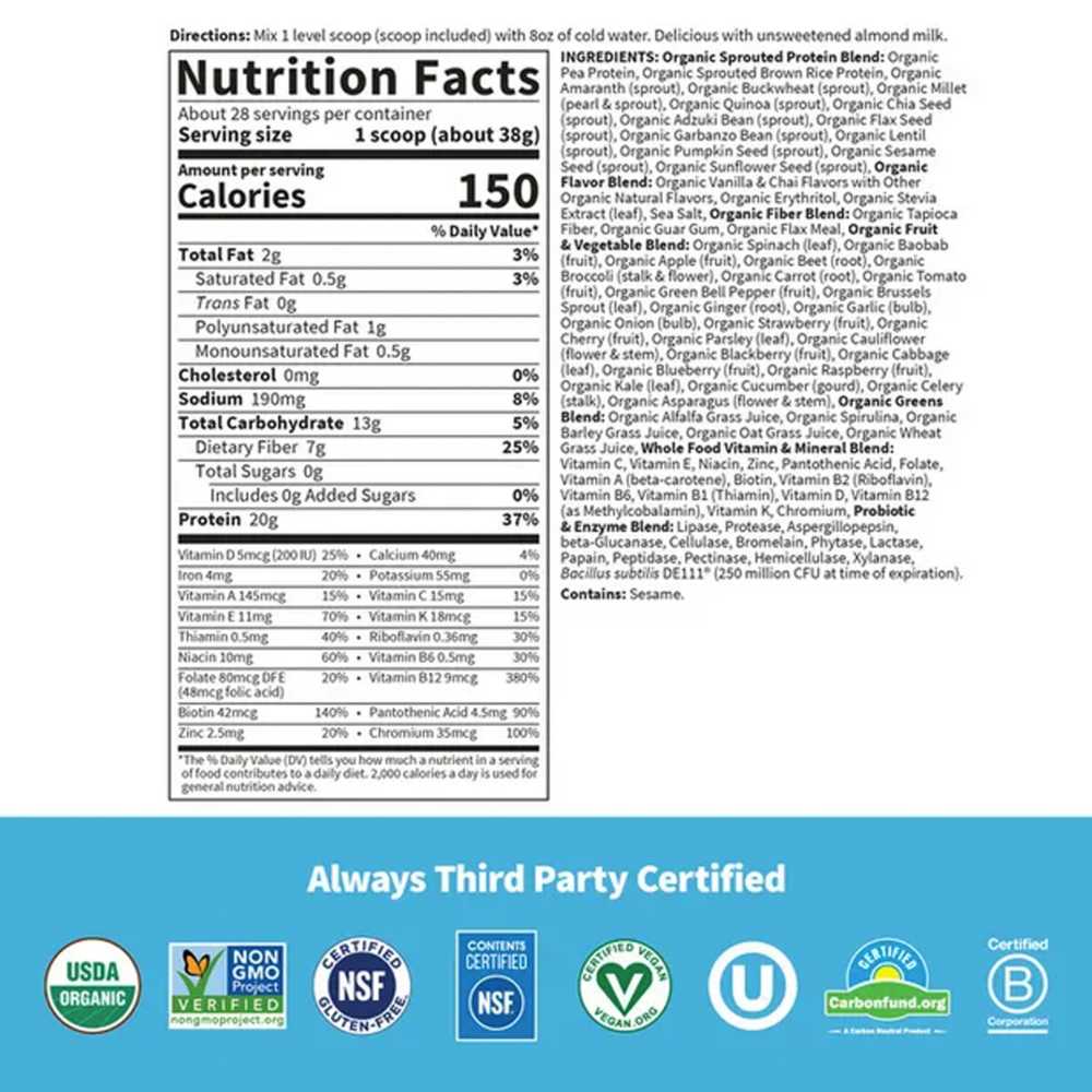 Product image for RAW Organic Meal - Plant-Based Vanilla Chai.