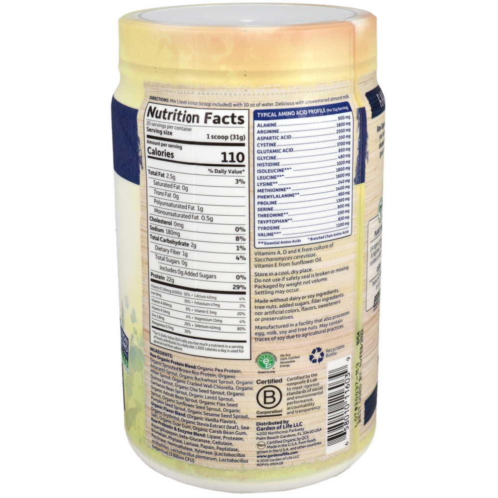 Product image for RAW Organic Protein - Real Raw Vanilla.