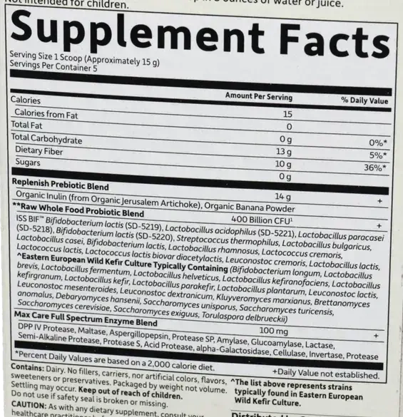 Product image for RAW Probiotics 5 Day Max Care.