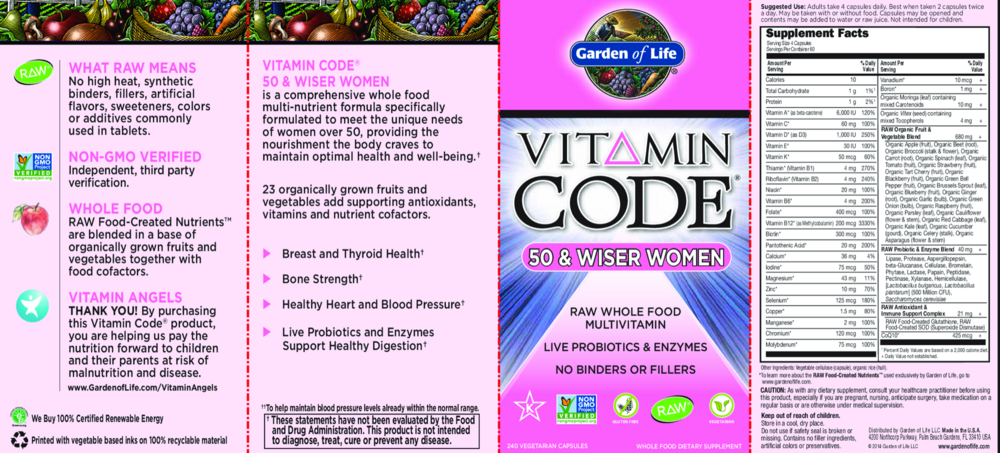 Product image for Vitamin Code 50 and Wiser Womens Multi.