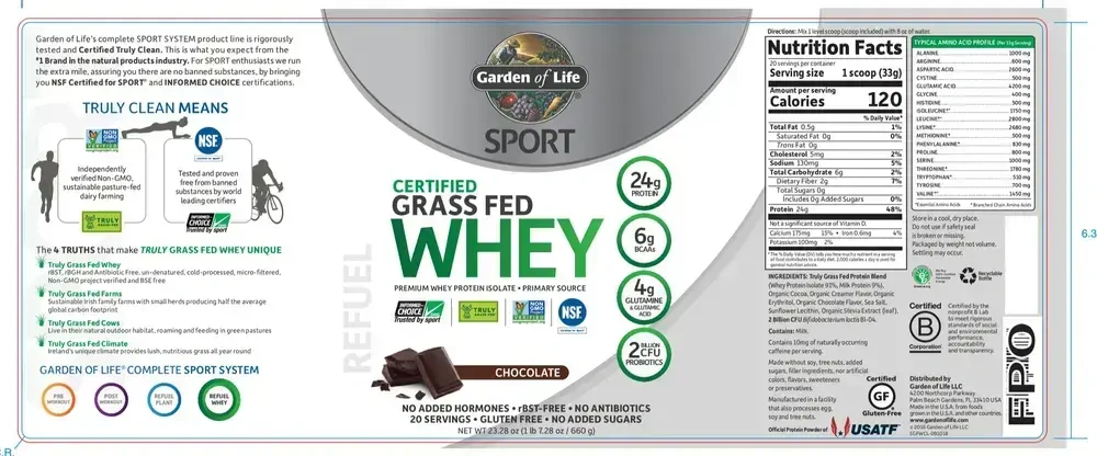 Product image for SPORT Grass Fed Whey Protein - Chocolate.