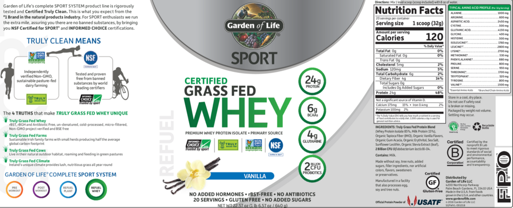 Product image for SPORT Grass Fed Whey Protein - Vanilla.