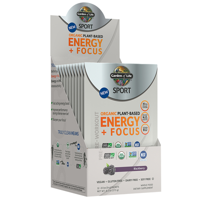 SPORT Organic Pre-Workout Energy + Focus Blackberry (12 Packets)