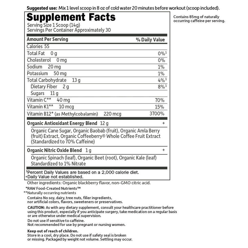 Product image for SPORT Organic Pre-Workout Energy + Focus Blackberry.