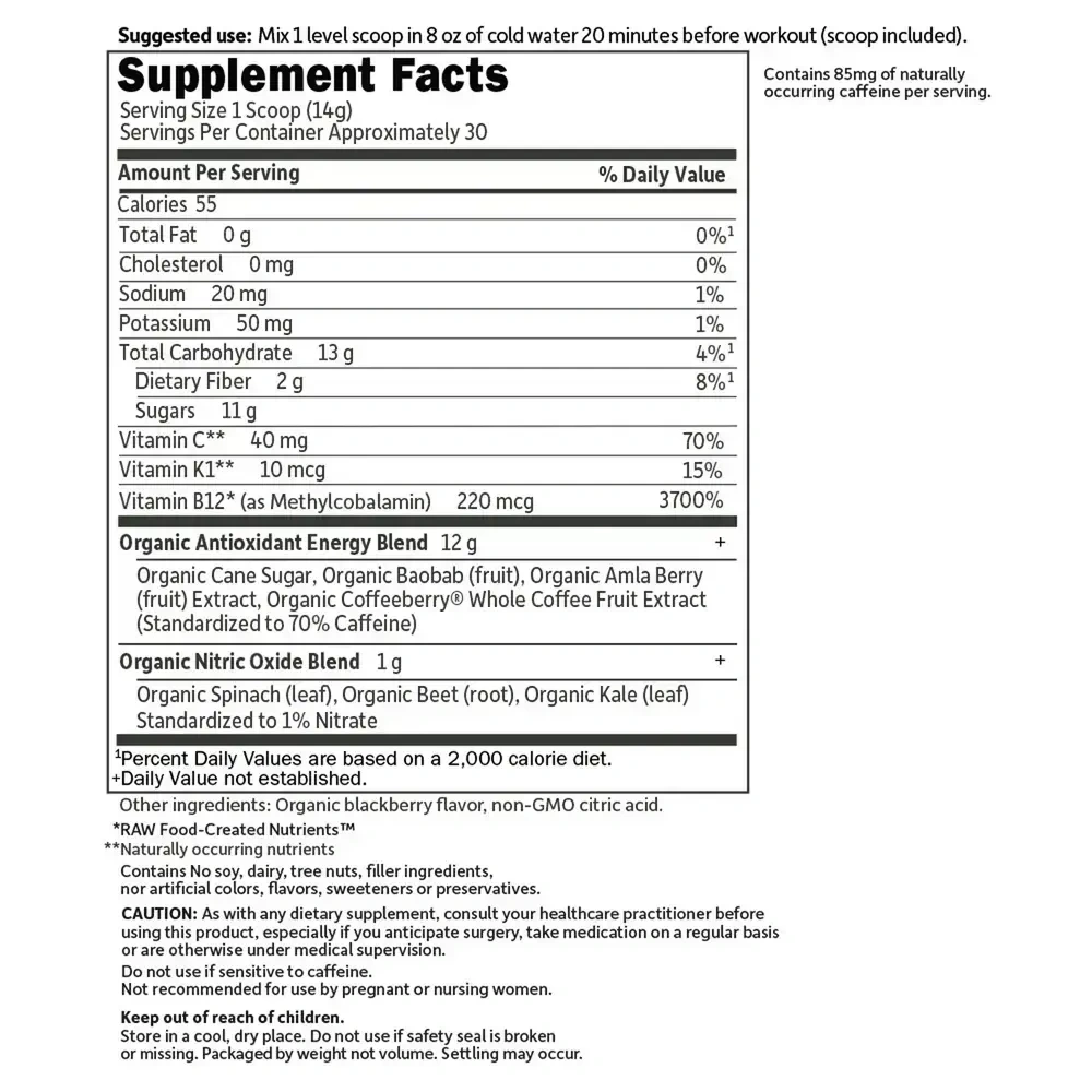 Product image for SPORT Organic Pre-Workout Energy + Focus Blackberry.