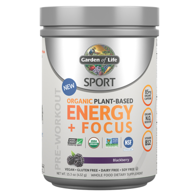 SPORT Organic Pre-Workout Energy + Focus Blackberry 432 Grams