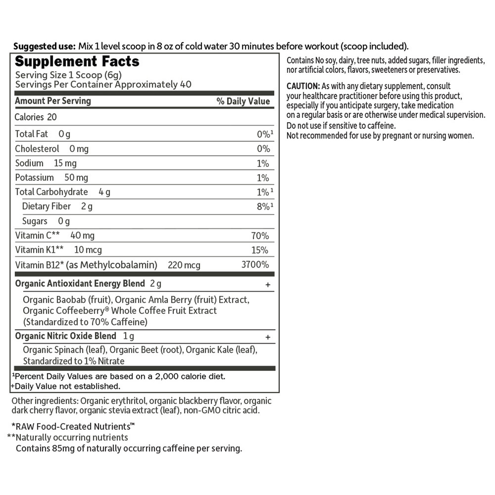 Product image for SPORT Organic Energy + Focus SF Blackberry Cherry.