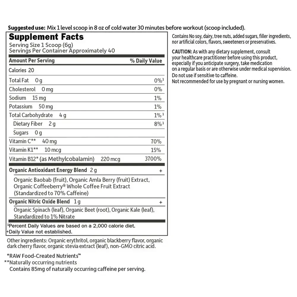Product image for SPORT Organic Energy + Focus SF Blackberry Cherry.
