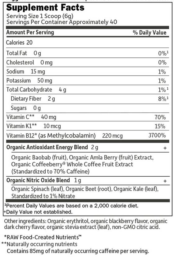 Product image for SPORT Organic Energy + Focus SF Blackberry Cherry.