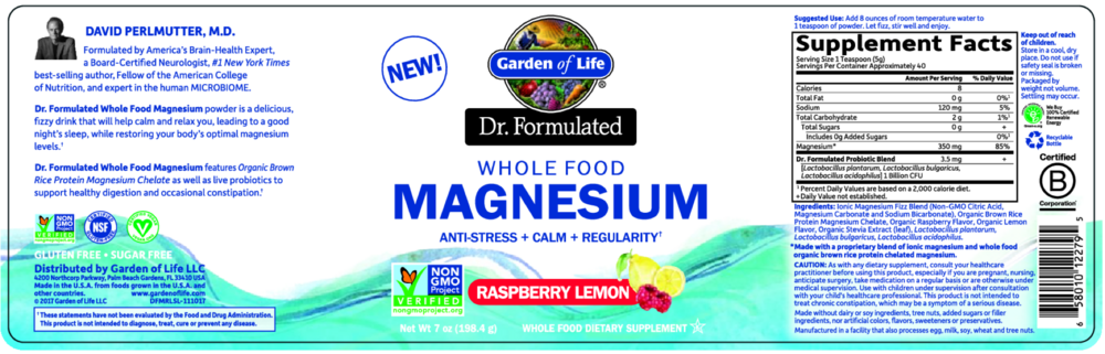 Product image for Dr. Formulated Whole Food Magnesium Raspberry-Lemon.