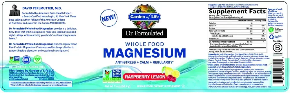 Product image for Dr. Formulated Whole Food Magnesium Raspberry-Lemon.