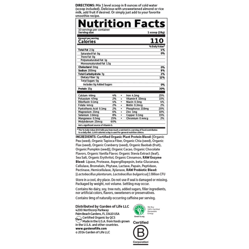 Product image for Organic Plant Protein Chocolate Powder.