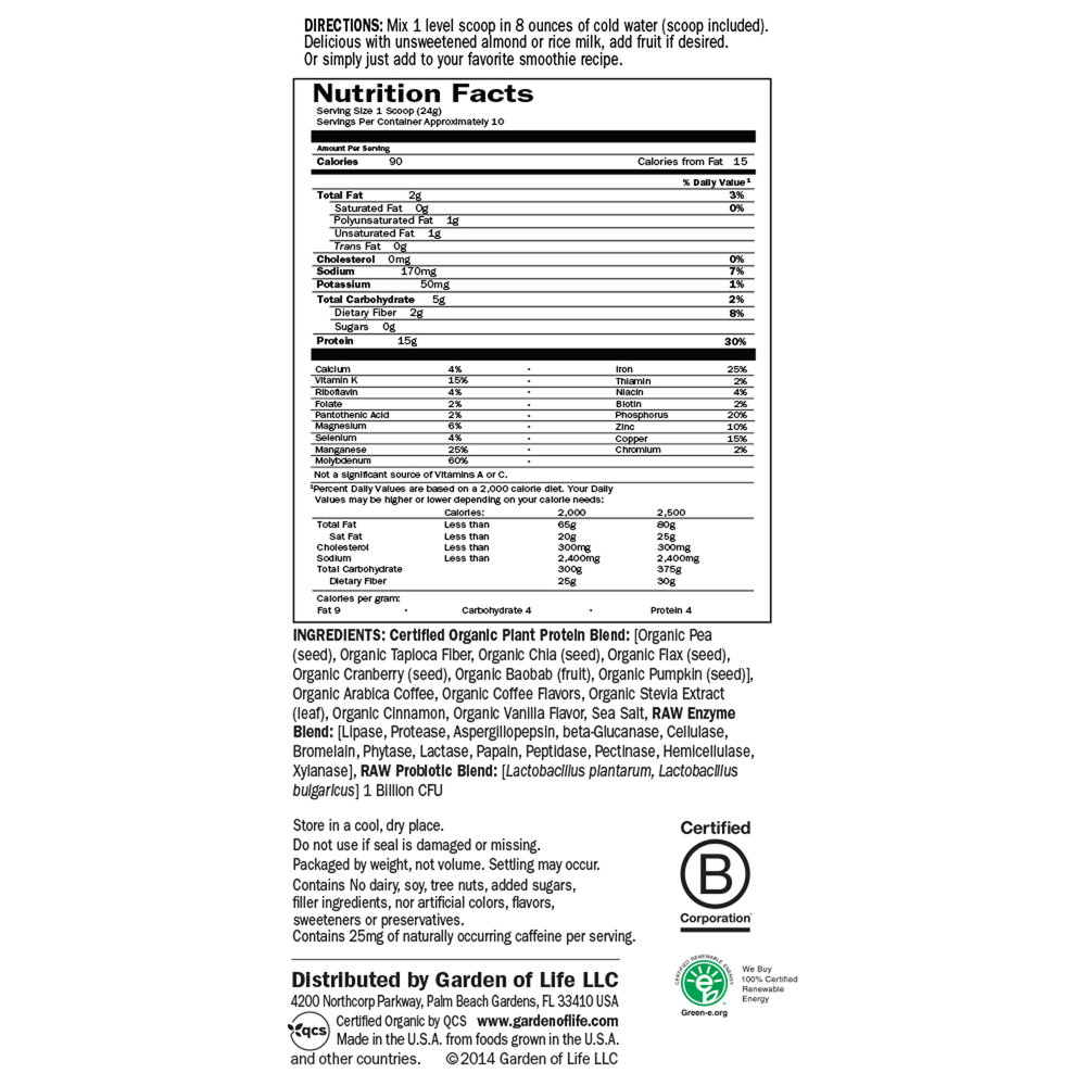 Product image for Organic Plant Protein Coffee Powder.