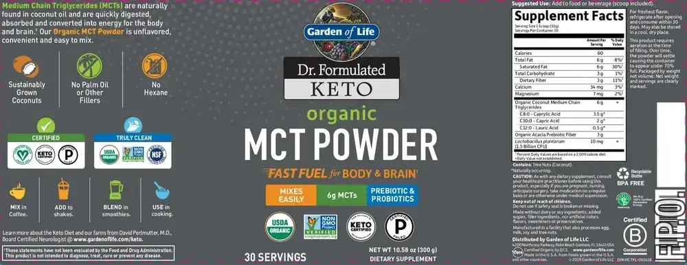 Product image for Dr. Formulated Keto Organic MCT Powder.