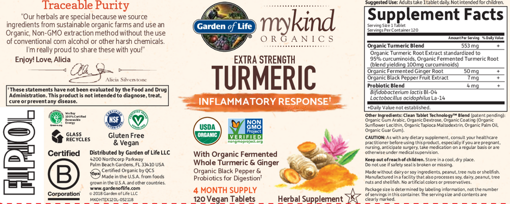 Product image for mykind Organics Extra Strength Turmeric Inflammatory Response.