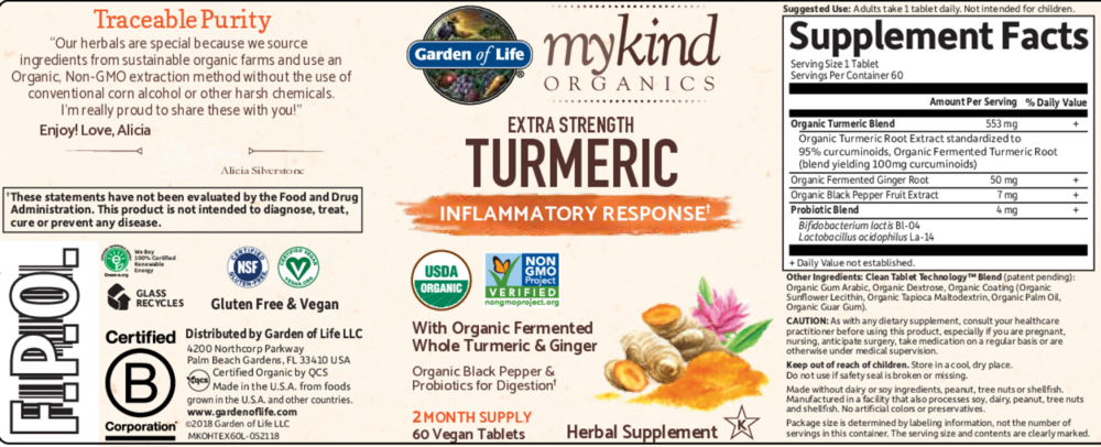 Product image for mykind Organics Extra Strength Turmeric Inflammatory Response.