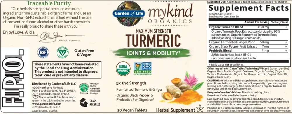Product image for mykind Organics Maximum Strength Turmeric Joints &amp; Mobility.