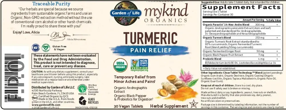Product image for mykind Organics Turmeric Pain Relief.