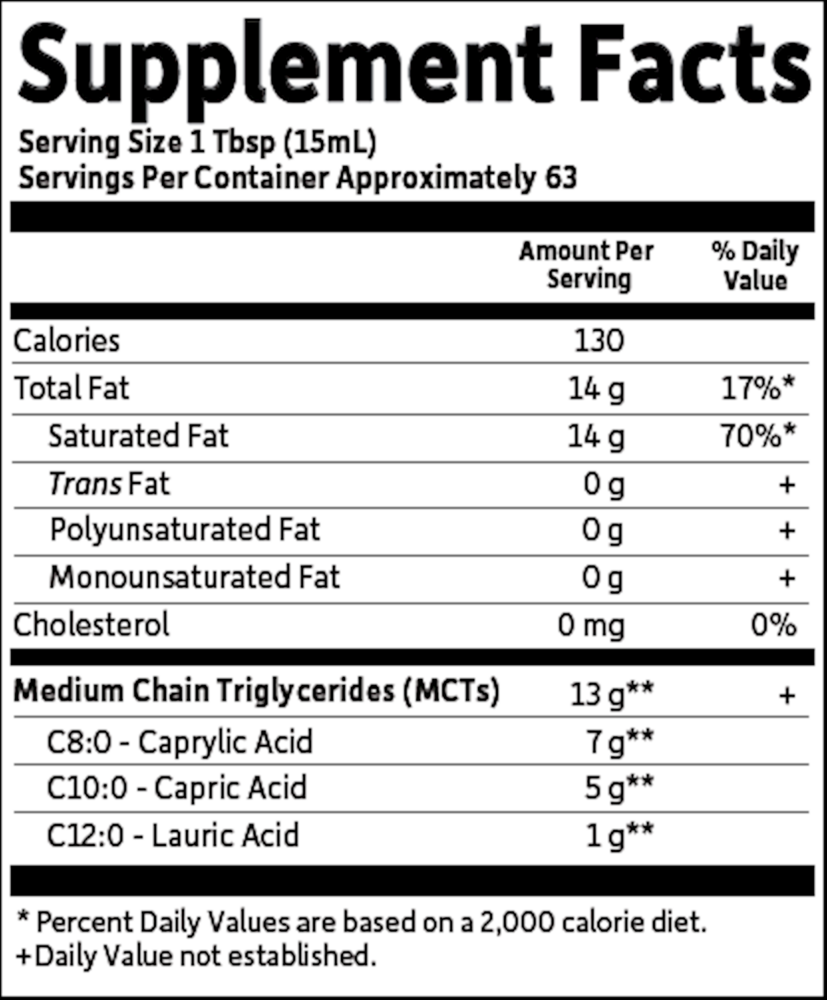Product image for Dr. Formulated Brain Health 100% Organic Coconut MCT Oil.
