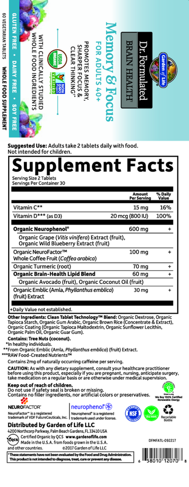 Product image for Dr. Formulated Brain Health Memory &amp; Focus for Adults 40+.