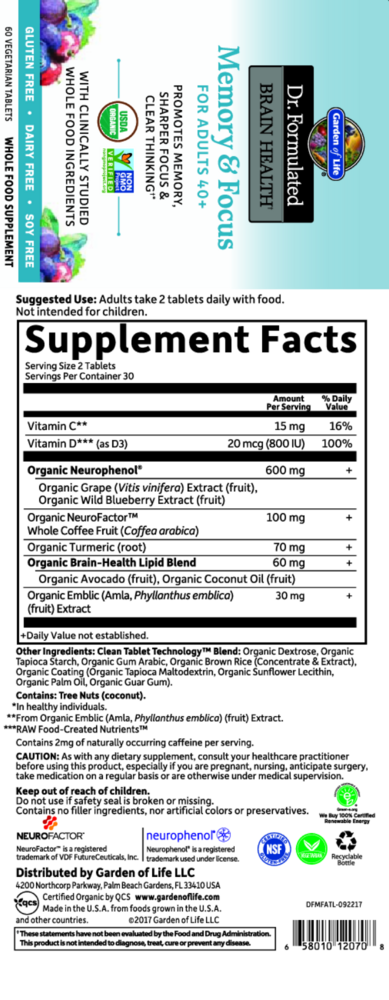 Product image for Dr. Formulated Brain Health Memory &amp; Focus for Adults 40+.