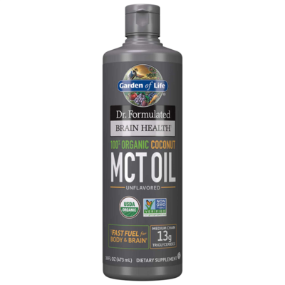 Dr. Formulated Brain Health 100% Organic Coconut MCT Oil 473 Milliliters