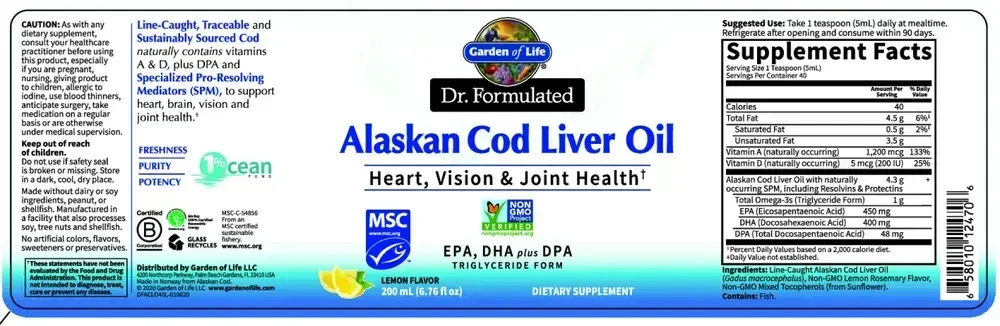 Product image for Dr. Formulated Alaskan Cod Liver Oil Liquid.