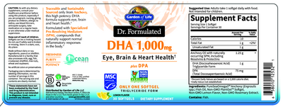 Dr. Formulated DHA 1000mg 30 Softgels