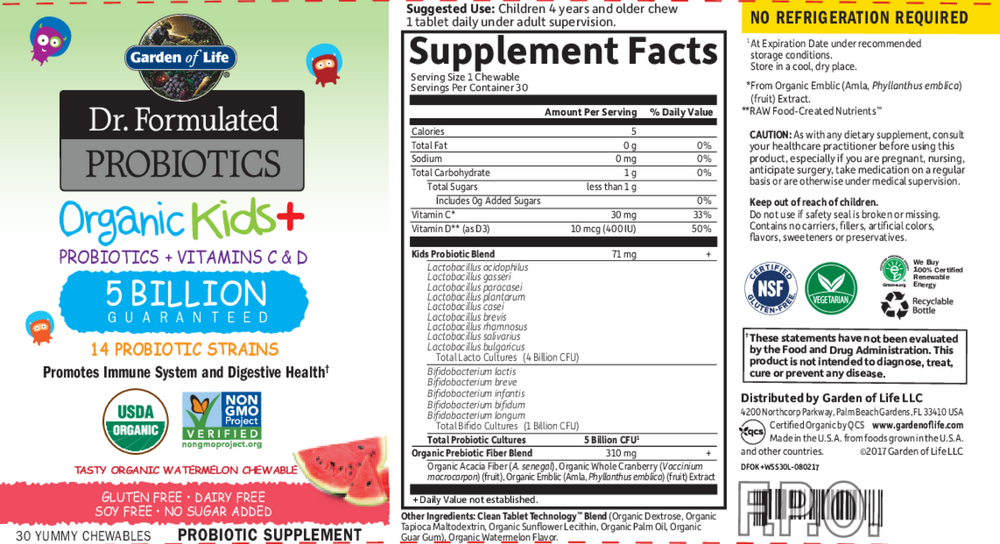 Product image for Dr. Formulated Probiotics Organic Kids Watermelon.