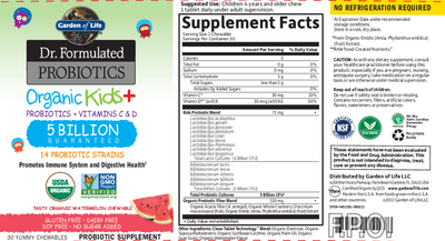 Dr. Formulated Probiotics Organic Kids Watermelon 30 Chewables