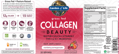 Grass Fed Collagen Beauty Cranberry Pomegranate 270 Grams