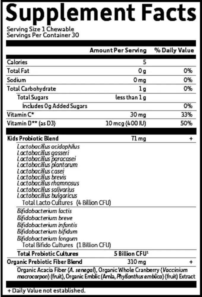 Product image for Dr. Formulated Probiotics Organic Kids+ Shelf-Stable, Berry Cherry.