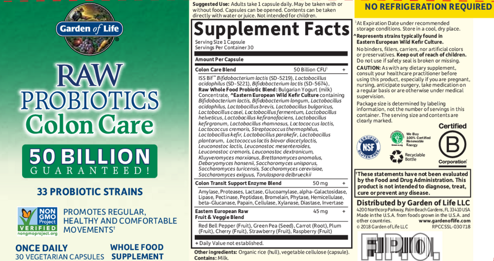 Product image for Raw Probiotics Colon Care Shelf-Stable.
