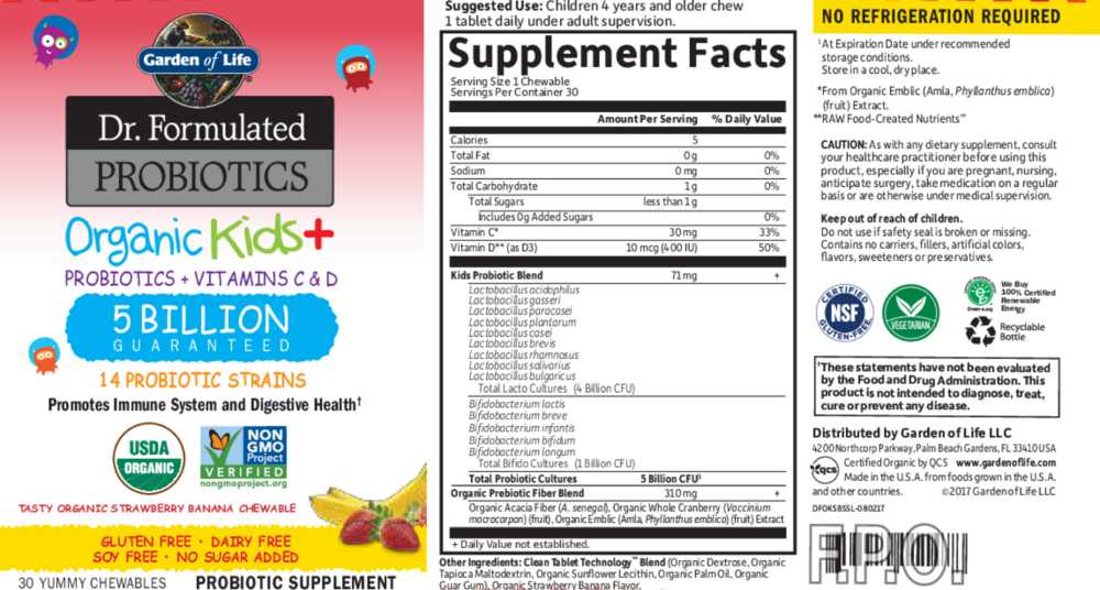 Product image for Organic Kids Probiotics Straw SS.