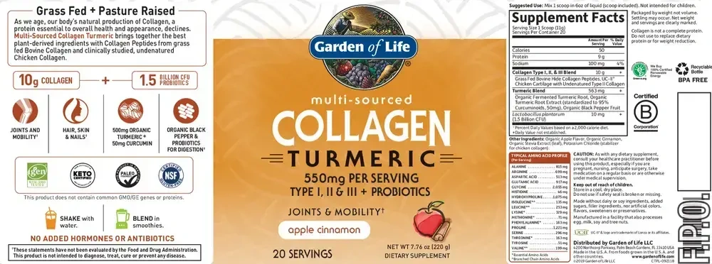 Product image for Multi Source Collagen Turmeric Apple Cin.