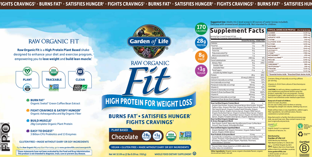 Product image for Raw Organic Fit Chocolate.