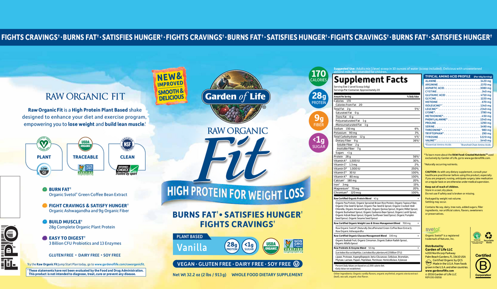 Product image for Raw Organic Fit Vanilla.