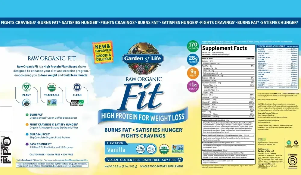Product image for Raw Organic Fit Vanilla.