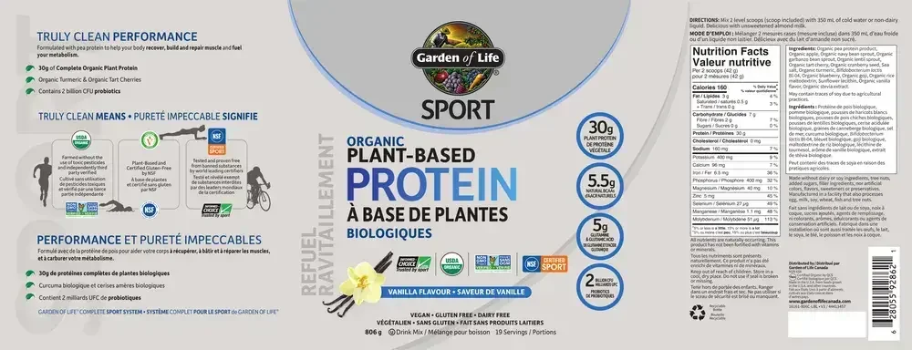 Product image for Sport Organic Plant-Based Protein Vanilla.