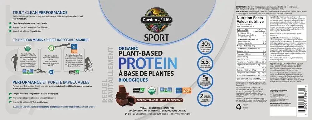 Product image for Sport Organic Plant-Based Protein Chocolate.