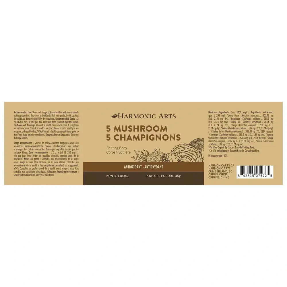 Product image for 5 Mushroom Concentrated Powder.