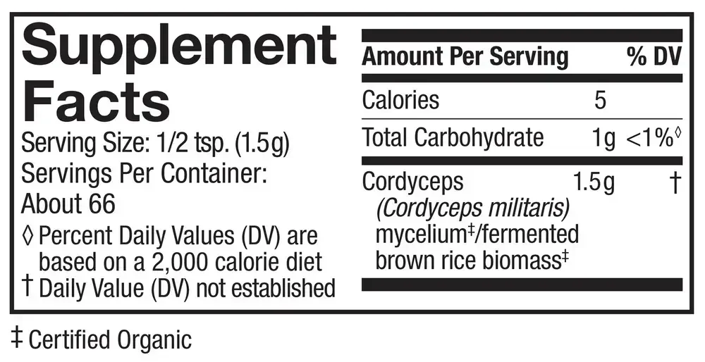 Product image for Cordyceps Mushroom Mycelium Powder.
