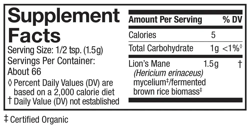 Product image for Lion's Mane Mushroom Mycelium Powder.