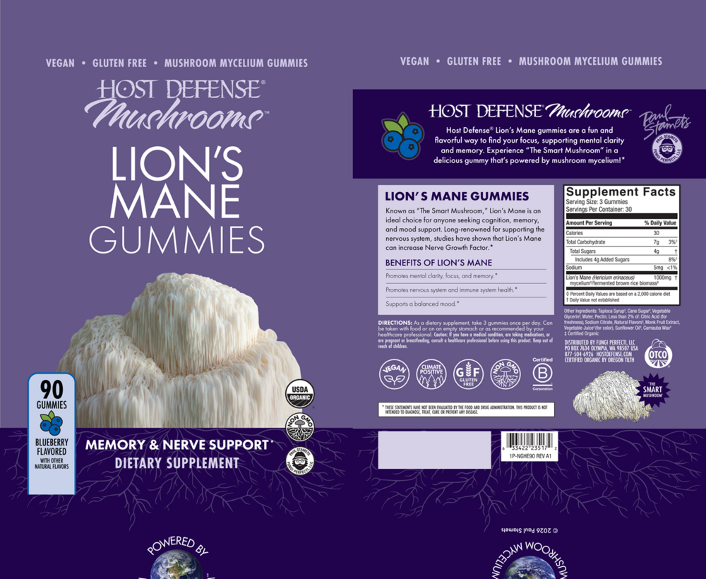 Product image for Host Defense Mushrooms Lion's Mane Gummies (Blueberry).